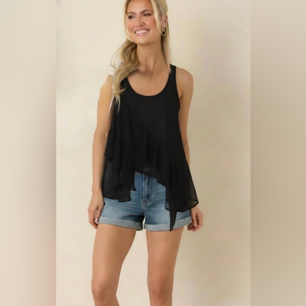 H&M black sheer layered tank